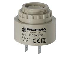 119.068.26 Werma  Buzzer 119  48vDC/AC Cont./Puls Tone 90dB(A) IP30 øM28 Panel Mount